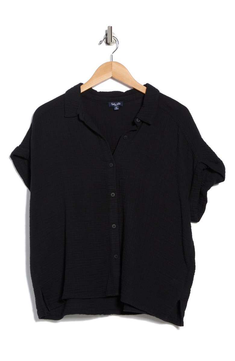 Splendid Cotton Gauze Button-Up Shirt, Alternate, color, Black