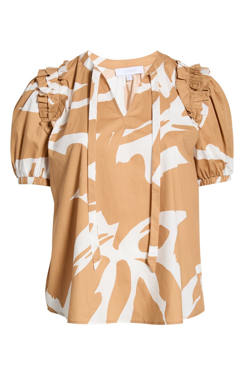 SUGARLIPS Hazel Abstract Noche Tie Neck Top, Alternate, color, Camel-Multi