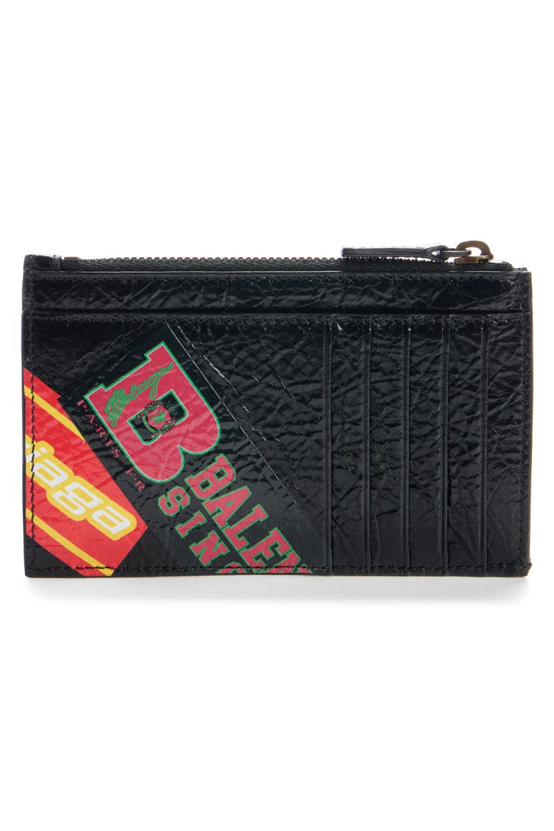 Large Cash Long Arena Leather Coin & Card Holder, Alternate, color, 1084 BLACK/ MULTICOLOR