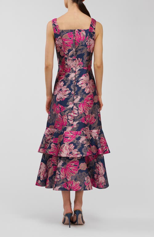 Kay Unger Paige Metallic Floral Jacquard Cocktail Dress In Multi