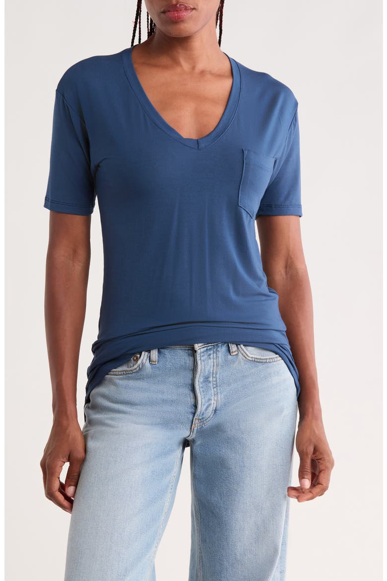 V-Neck Pocket T-Shirt, Main, color, NAVY