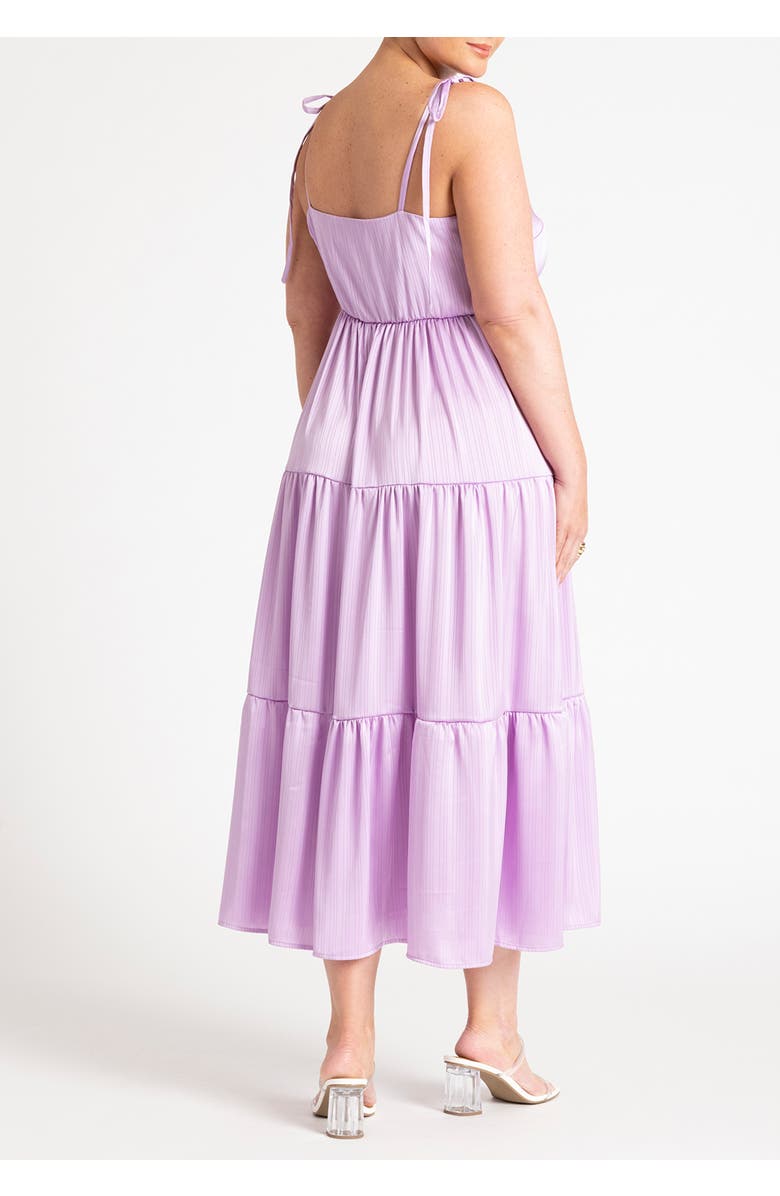 ELOQUII Tiered Satin Maxi Dress, Alternate, color, Pastel Lilac