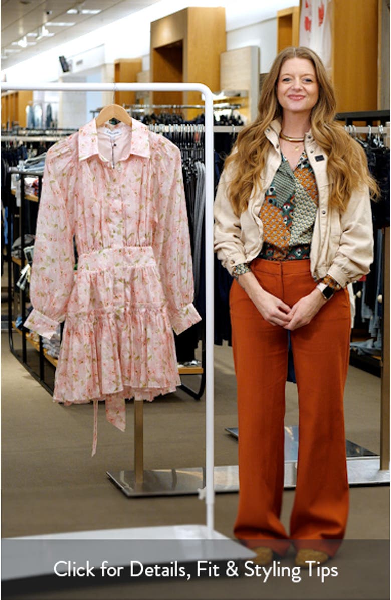 Josette Floral Long Sleeve Mini Shirtdress, sales video thumbnail