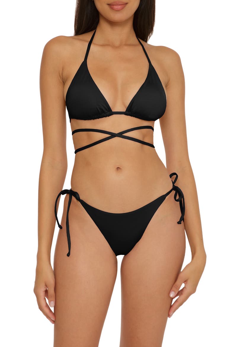 Color Code Wraparound Triangle Bikini Top, Alternate, color, BLACK