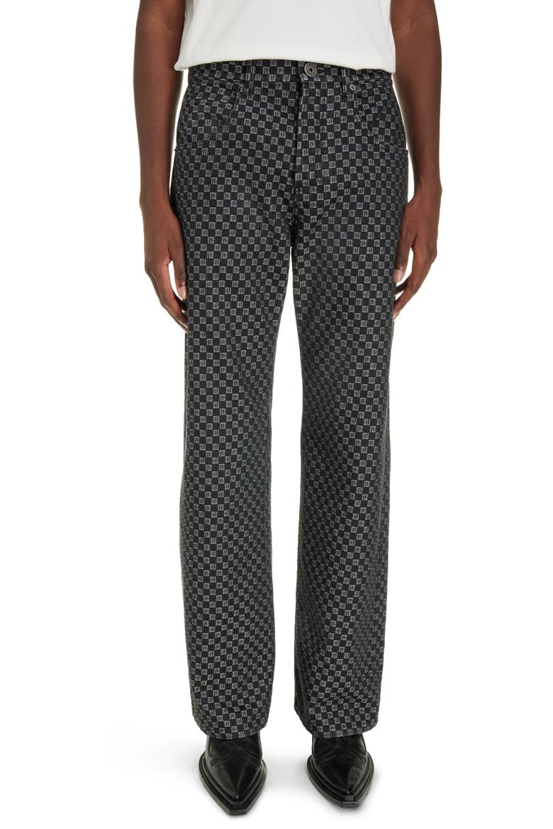 Loose Fit Mini Monogram Nonstretch Jeans, Main, color, EAB BLACK/ WHITE