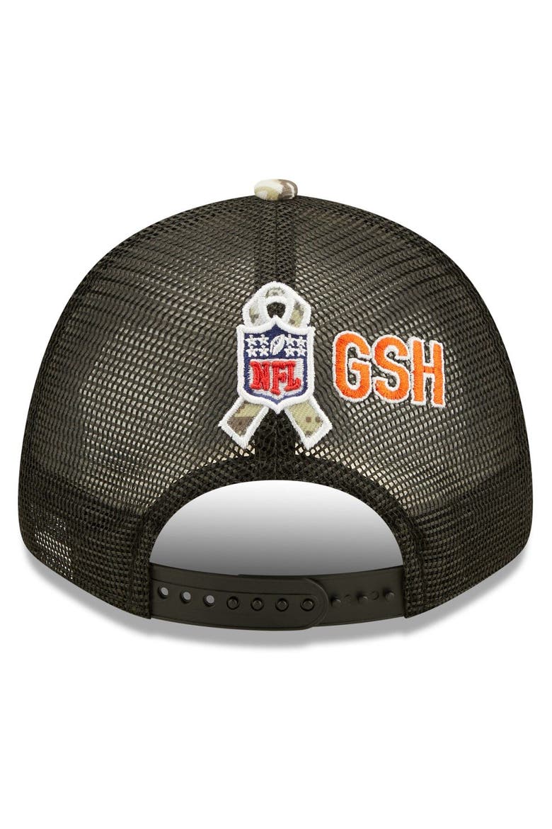 Men's New Era Black/Camo Chicago Bears 2022 Salute To Service 9FORTY Snapback Trucker Hat, Alternate, color, Black