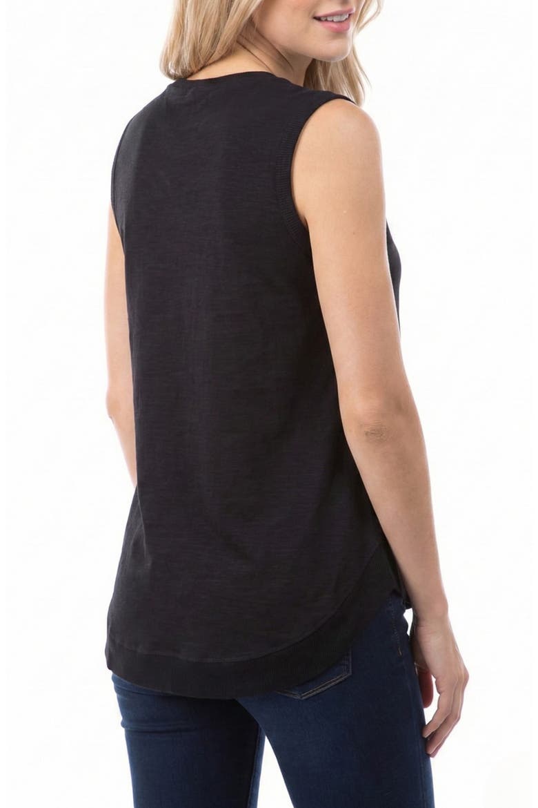 Curve Hem Cotton Tank, Alternate, color, BLACK