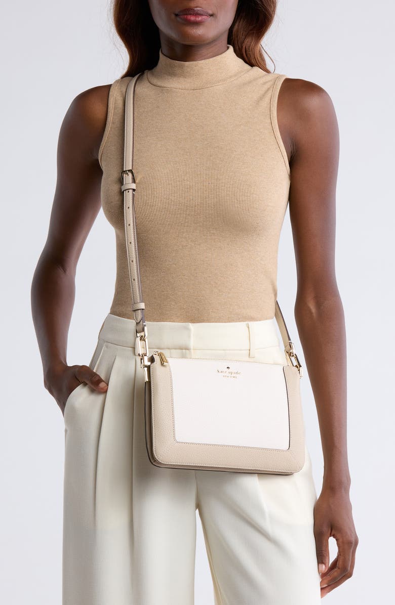 Kate Spade New York lena colorblock leather crossbody bag, Alternate, color, Light Sand Multi