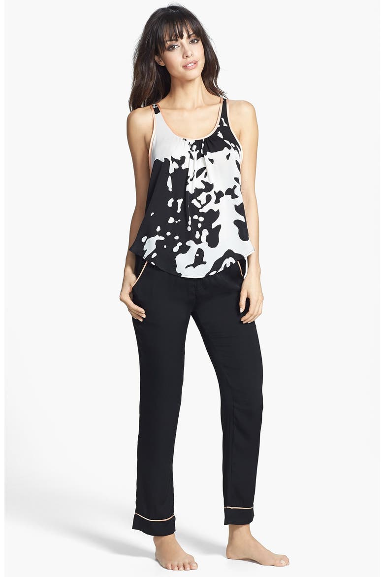 'Ava' Silk Pajama Pants, Alternate, color, BLACK