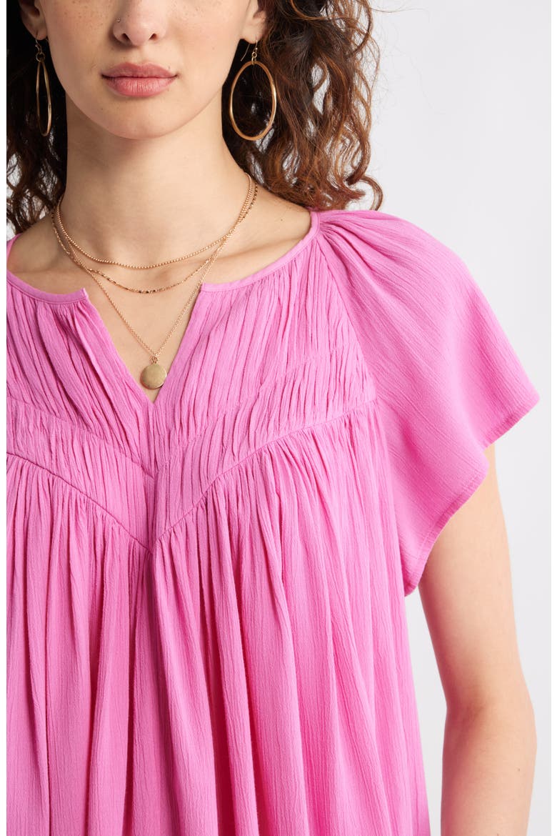 Shirred Raglan Sleeve Gauze Top, Alternate, color, PINK SURPRISE