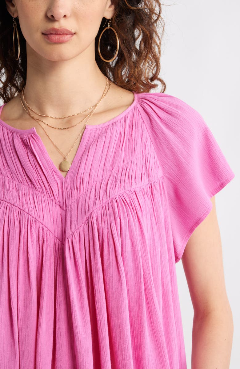 Treasure & Bond Shirred Raglan Sleeve Gauze Top, Alternate, color, Pink Surprise