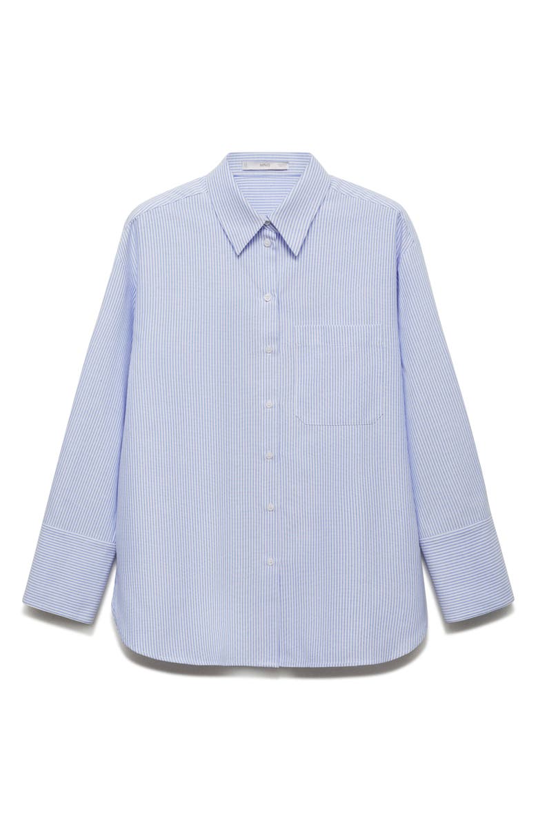 MANGO Engineer Stripe Button-Up Shirt, Alternate, color, Sky Blue
