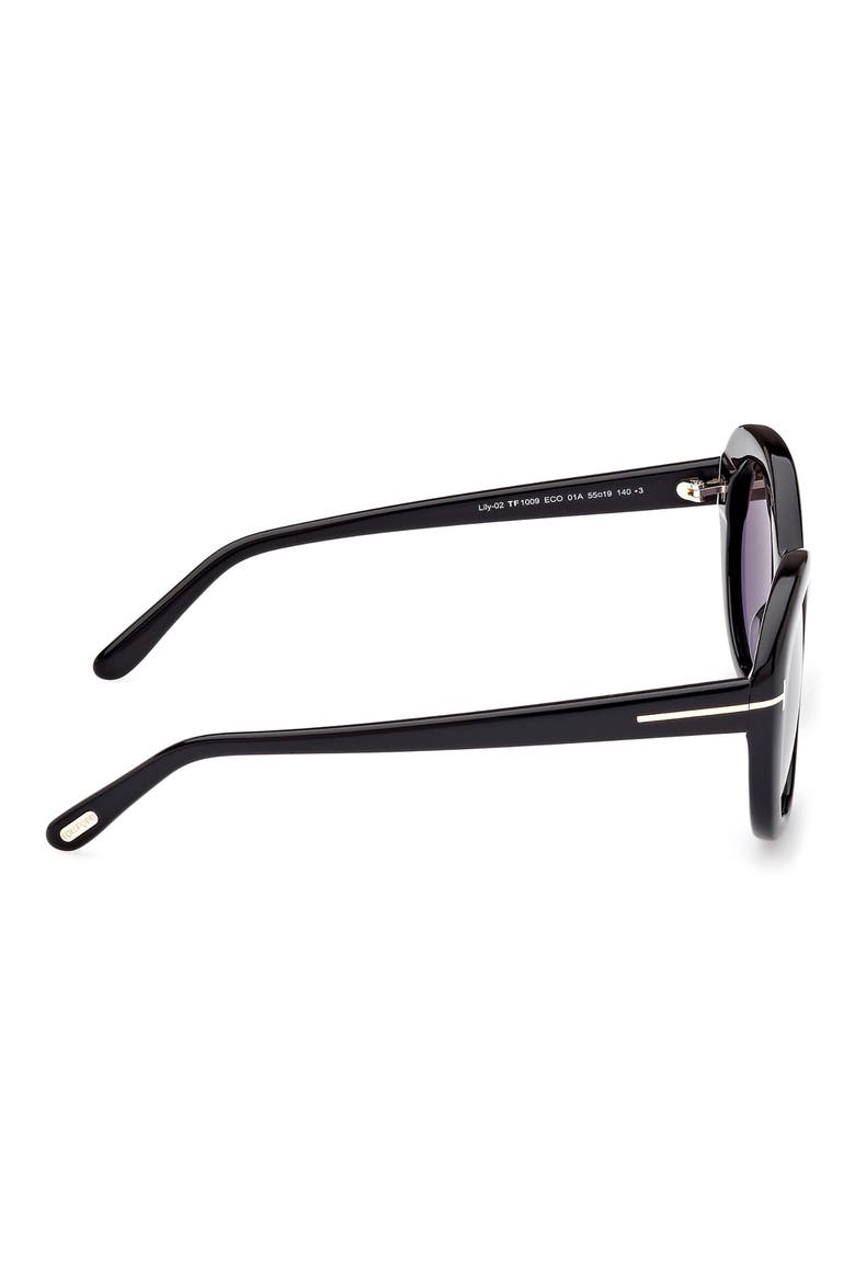 55mm Cat Eye Sunglasses, Alternate, color, SHINY BLACK / SMOKE
