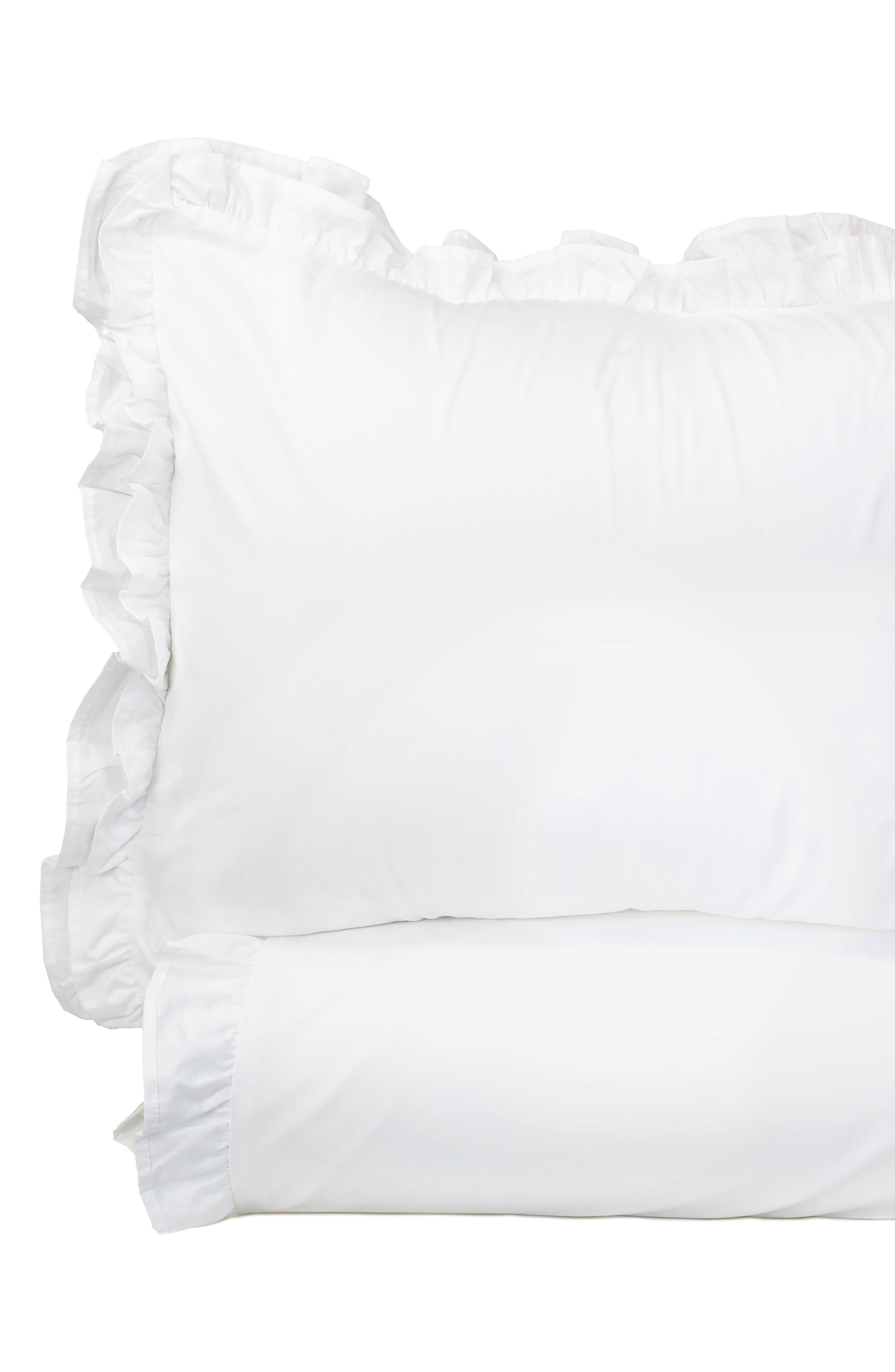 MELANGE HOME Percale Cotton Double Ruffle Duvet Set