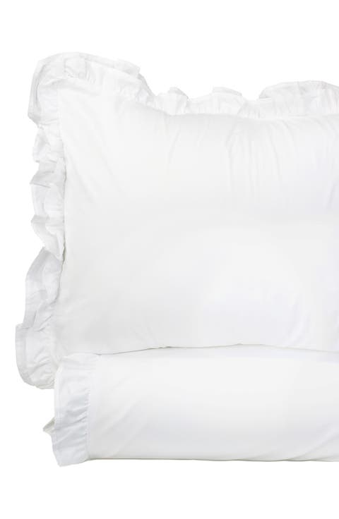 Percale Cotton Double Ruffle Duvet Set