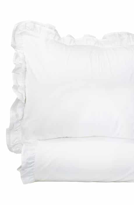 MELANGE HOME Percale Cotton Double Ruffle Duvet Set