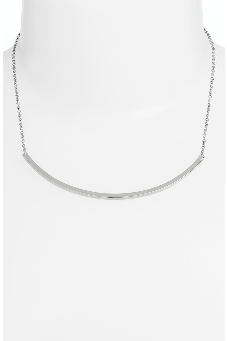 Curved Bar Pendant Necklace, Alternate, color, SILVER