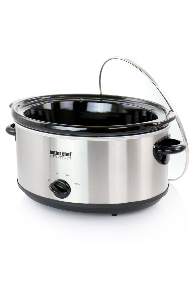 6 Quart Oval Slow Cooker with Removable Stoneware Crock, Alternate, color, Silver