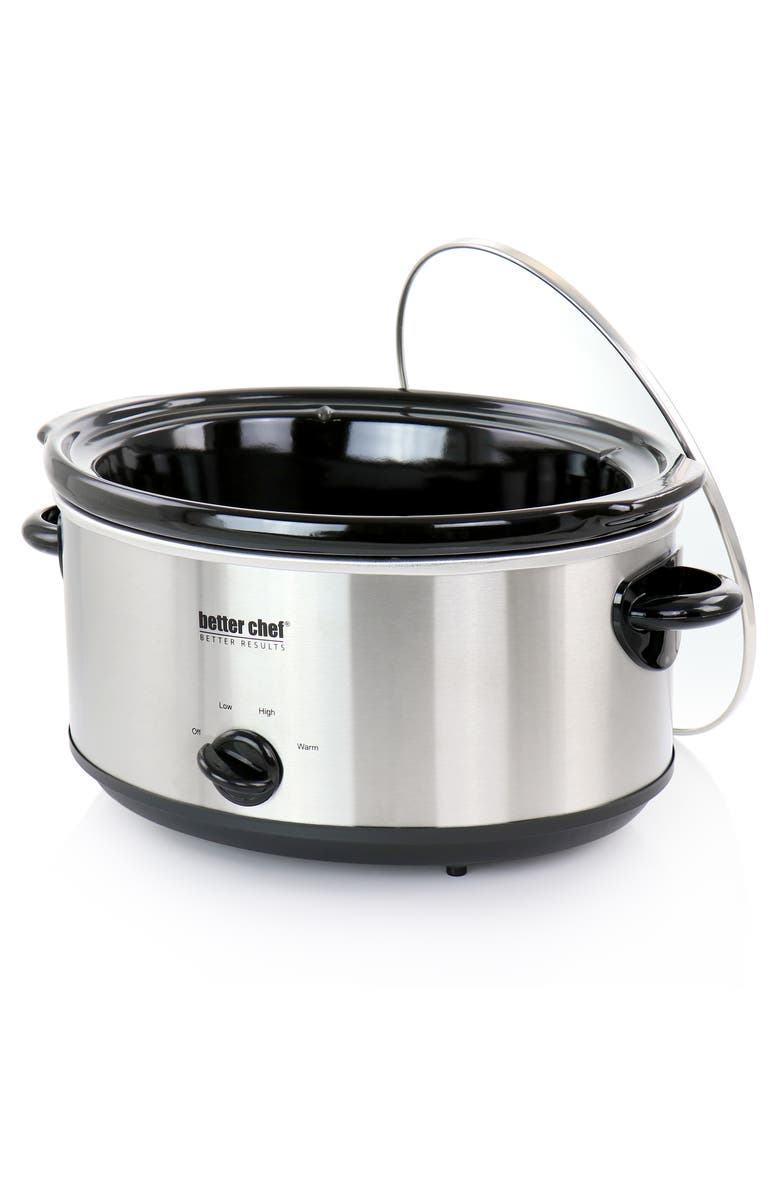 Better Chef 6 Quart Oval Slow Cooker with Removable Stoneware Crock, Alternate, color, Silver