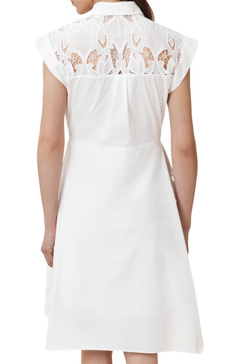 AllSaints Zola Lace Inset Cotton Shirtdress, Alternate, color, 