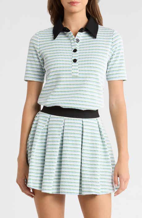 Charlie Contrast Collar Geo Print Top