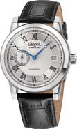 GEVRIL Madison Croc Embossed Leather Strap Watch, 39mm