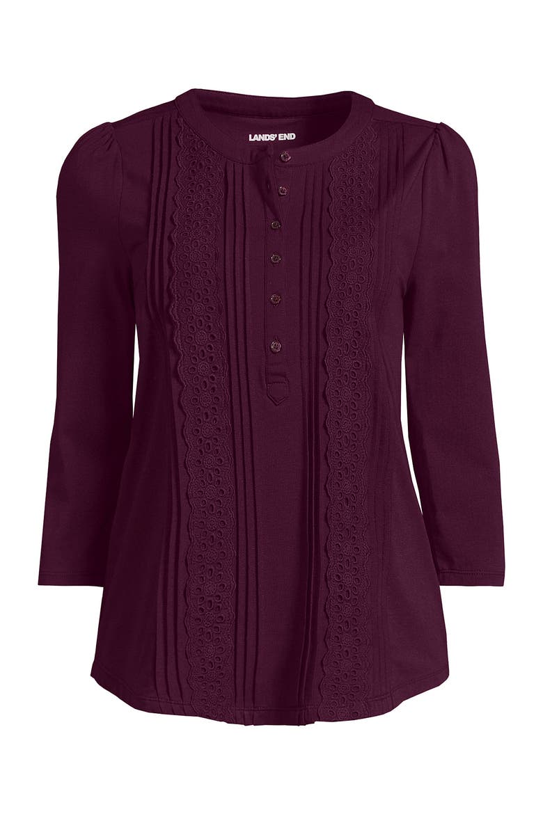Plus Size 3/4 Sleeve Lightweight Jersey Embellished Top, Alternate, color, Vivid Plum