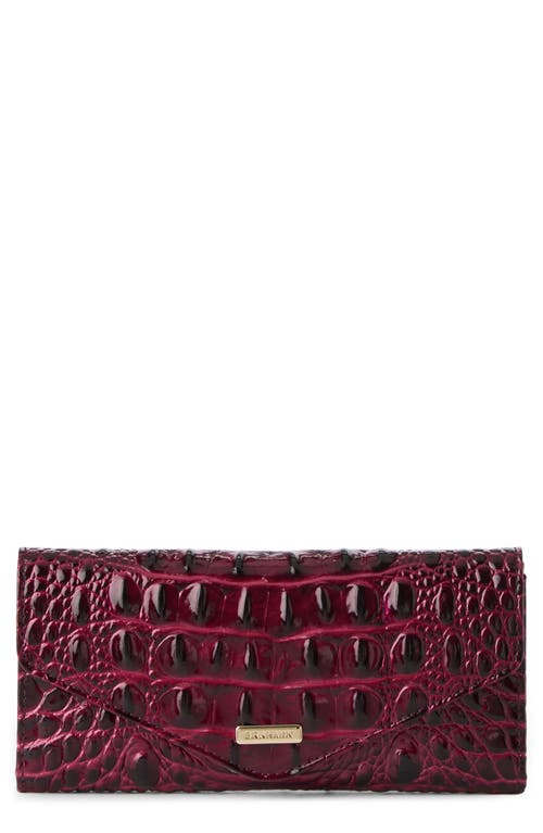 Brahmin Veronica Croc Embossed Leather Wallet In Burgundy