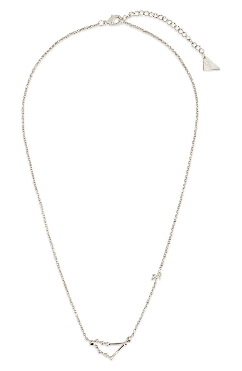 Sterling Forever 14K Gold Plated Station Constellation Pendant Necklace, Alternate, color, Silver - Capricorn