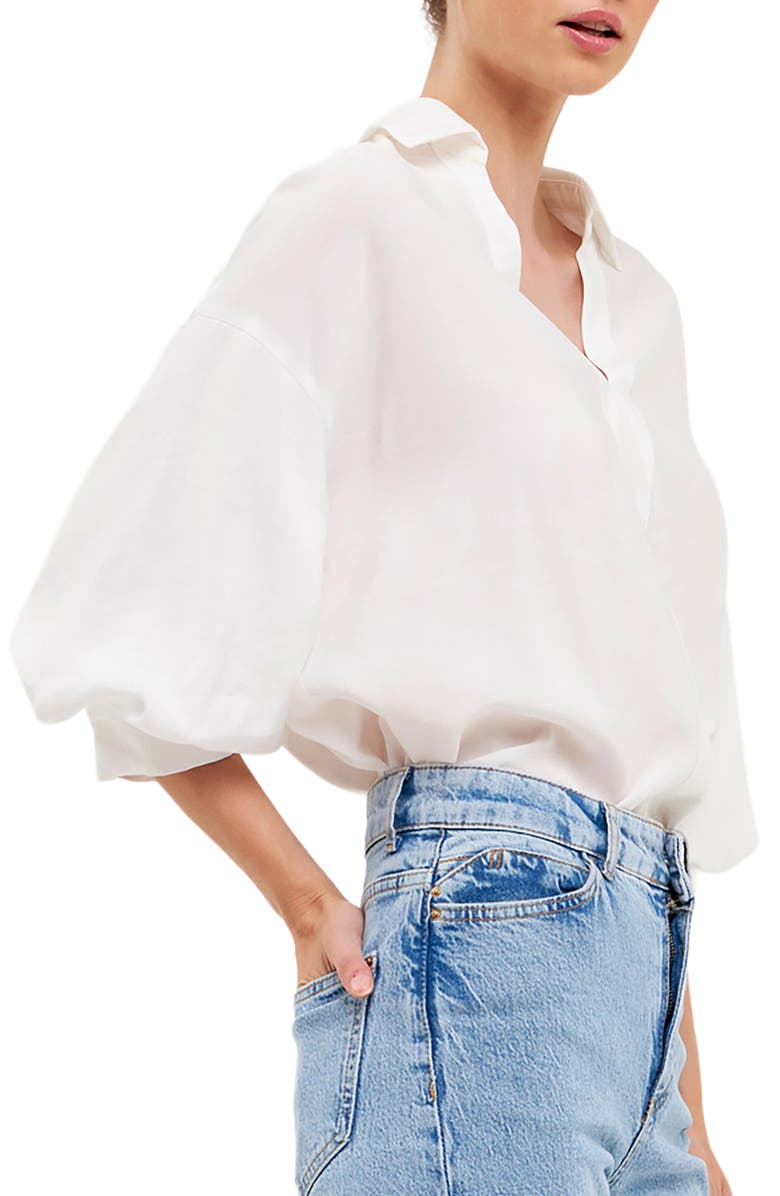 English Factory Drop Shoulder Puff Sleeve Blouse, Alternate, color,