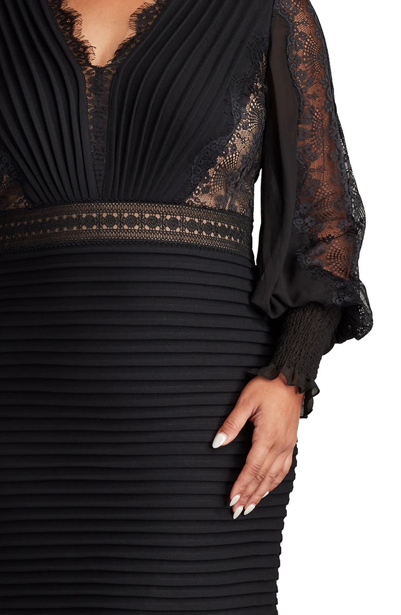 Tadashi Shoji Lace Detail Long Sleeve Cocktail Dress, Alternate, color,