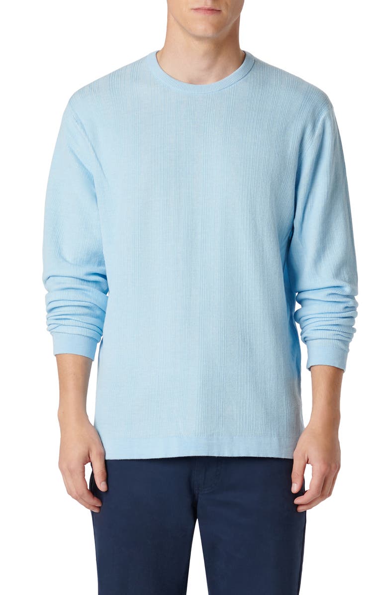 Bugatchi Cotton & Silk Crewneck Sweater, Main, color, Sky
