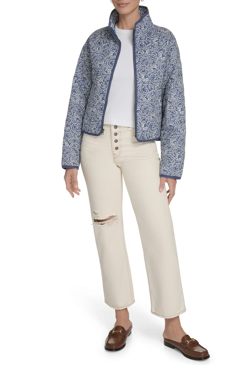 Quilted Cotton Jacket, Alternate, color, BLUE INDIGO EGRET PAISLEY