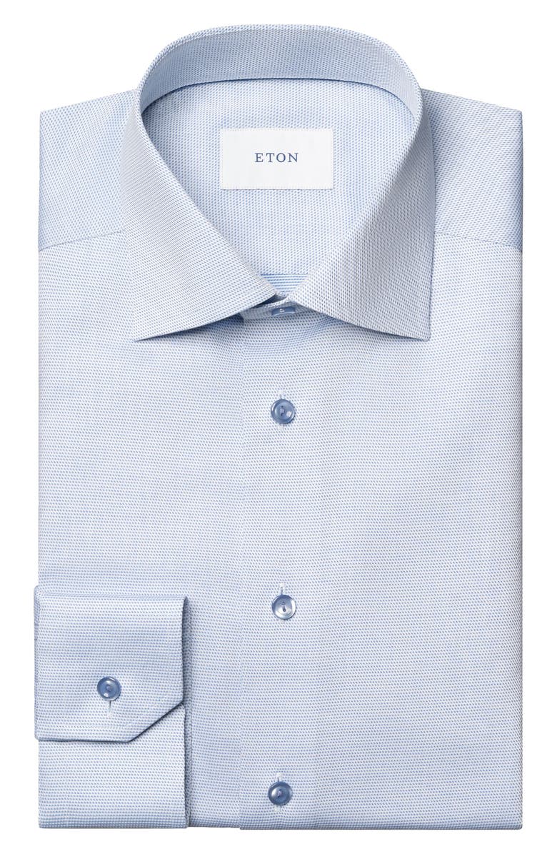 Eton Contemporary Fit Blue Micropattern Cotton Dobby Dress Shirt, Alternate, color, 