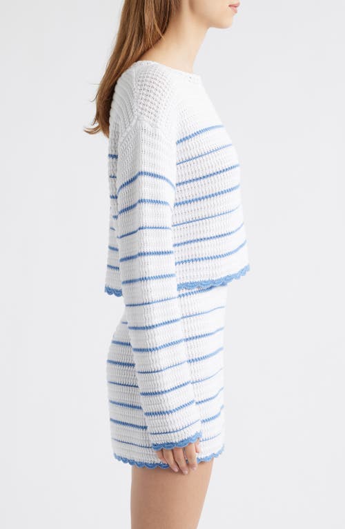 Loveshackfancy Shore Crop Cotton Sweater In White
