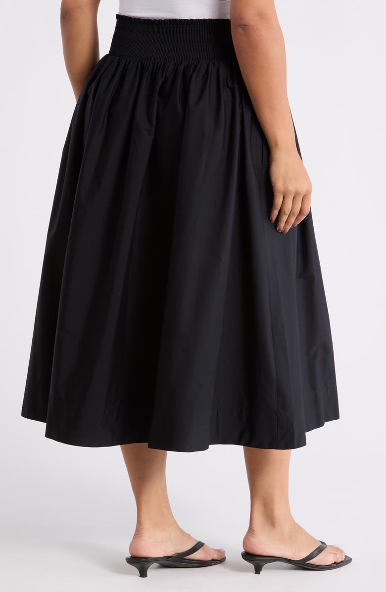 Nordstrom Smocked Waist Pleated Midi Skirt, Alternate, color, Black