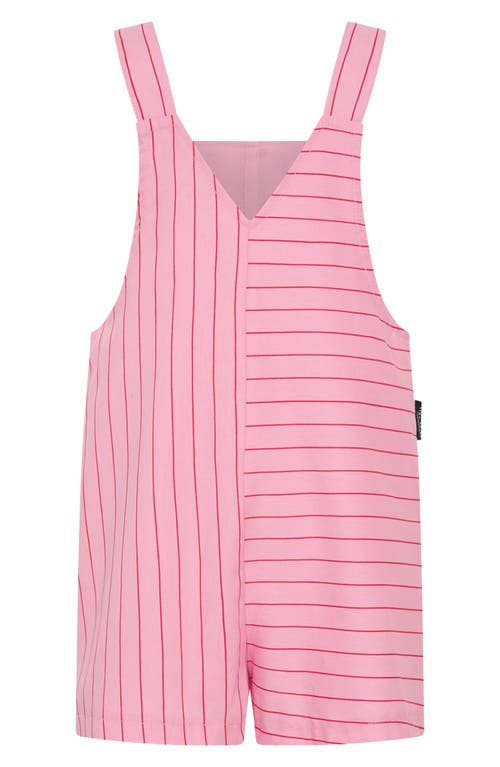 Tiny Tribe Kids' Lolly Stripe Shortalls In Pink
