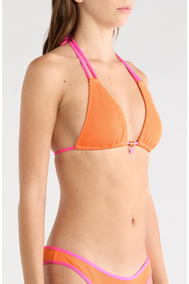 Halter Bralette Bikini Top, Alternate, color, PEACH POP