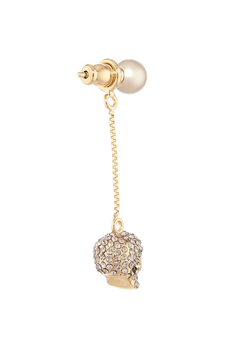 McQueen Alexander McQueen Pavé Skull Drop Earrings, Alternate, color, Coffee