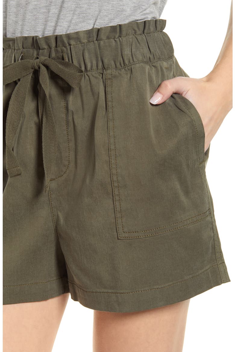 Tie Waist Shorts, Alternate, color, OLIVE SARMA