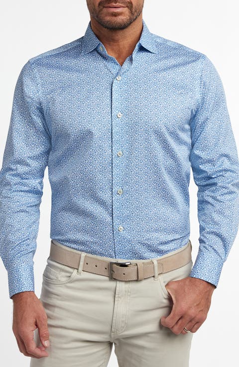 Micropaisley Print Cotton Button-Up Shirt