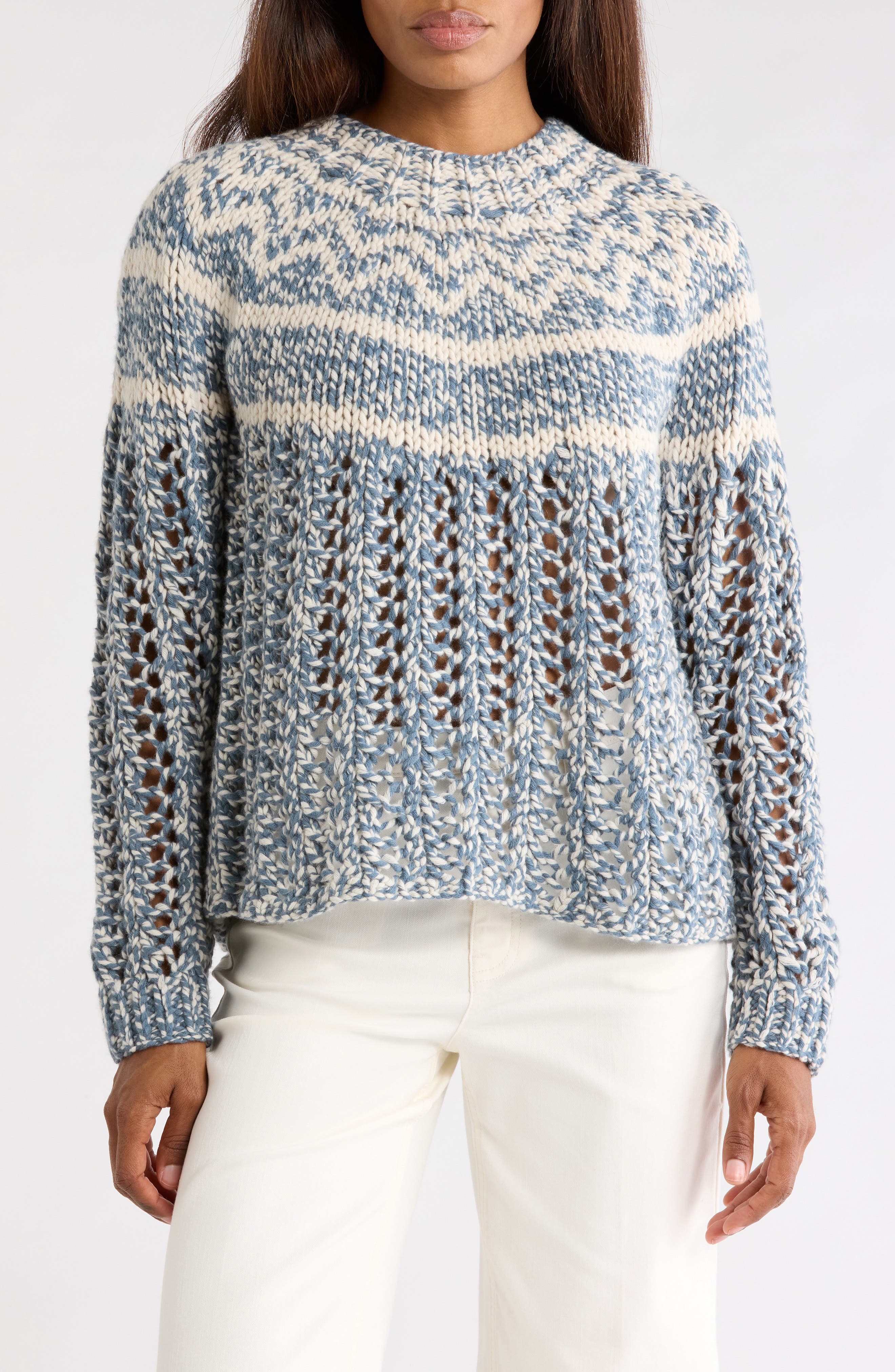 Theory Chevron Felted Wool & Cashmere Knit Sweater