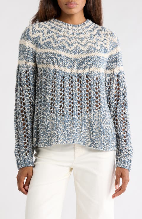 Chevron Felted Wool & Cashmere Knit Sweater