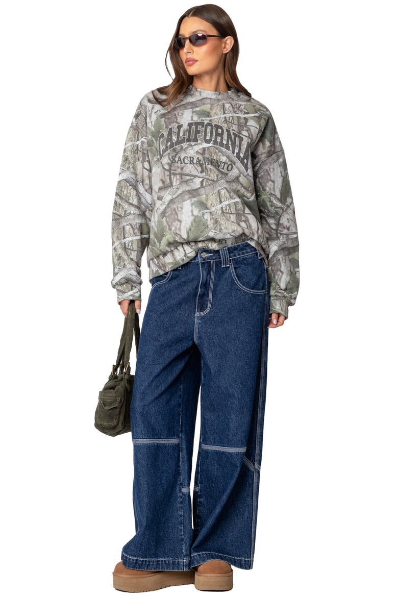 Cali Baby Oversize Camo Sweatshirt, Alternate, color, OLIVE