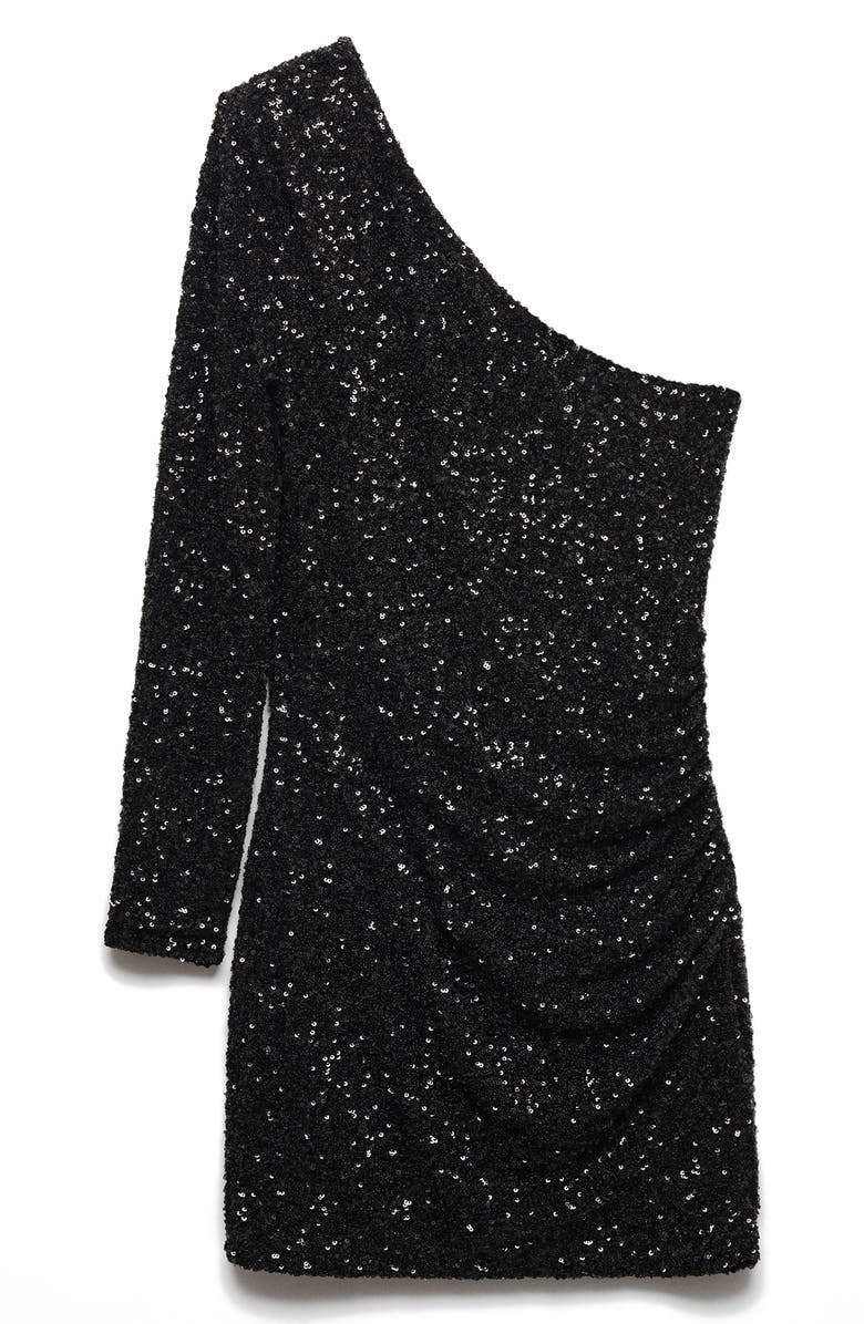 MANGO Asymmetric Sequin Minidress, Alternate, color,