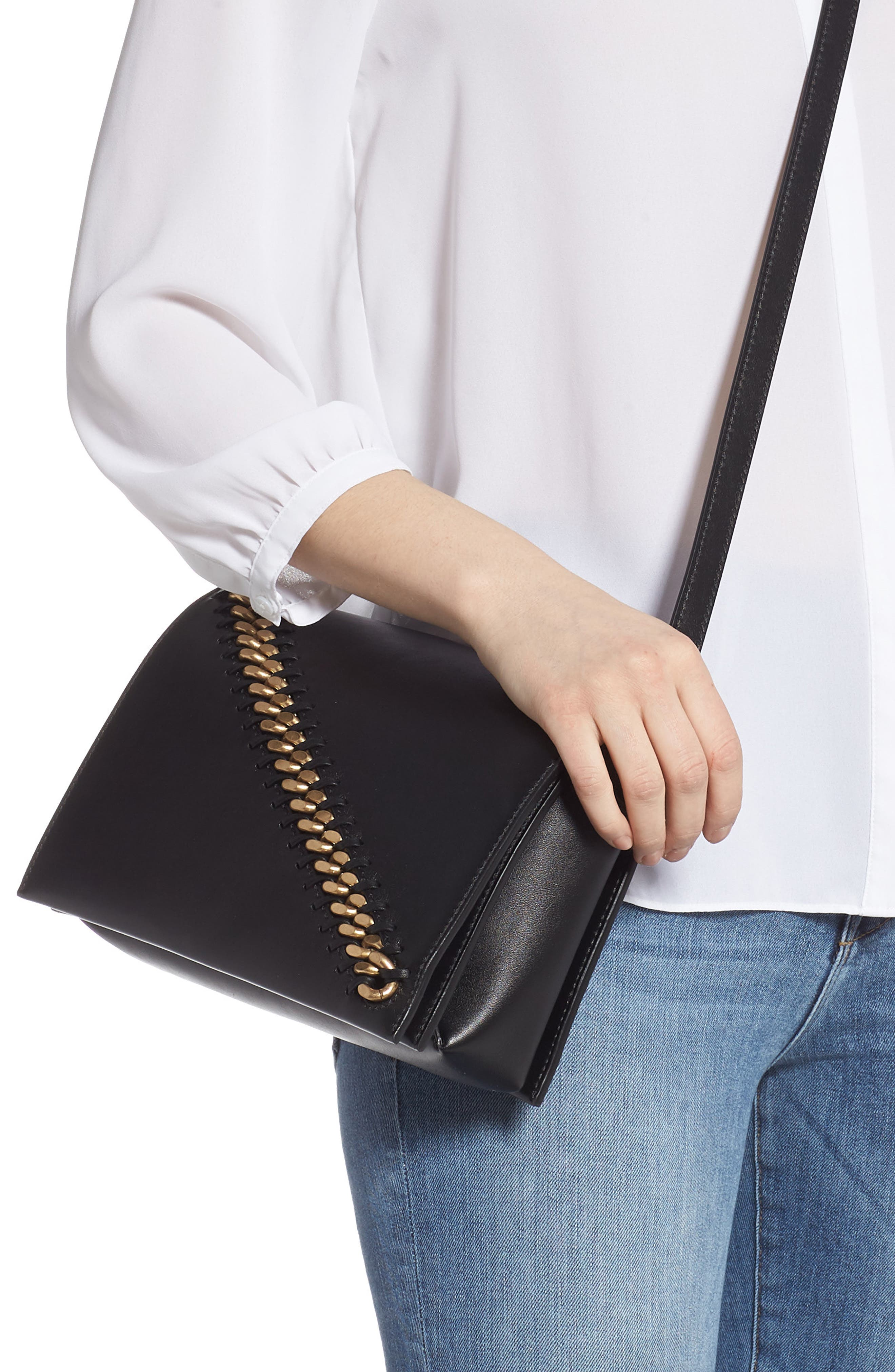 Stella McCartney Logo Strap Faux Leather Crossbody Bag, Alternate, color, 