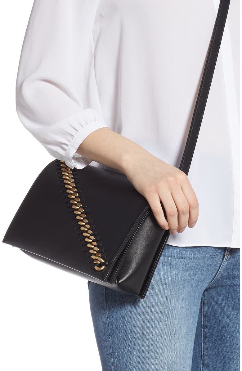 Stella McCartney Logo Strap Faux Leather Crossbody Bag, Alternate, color,