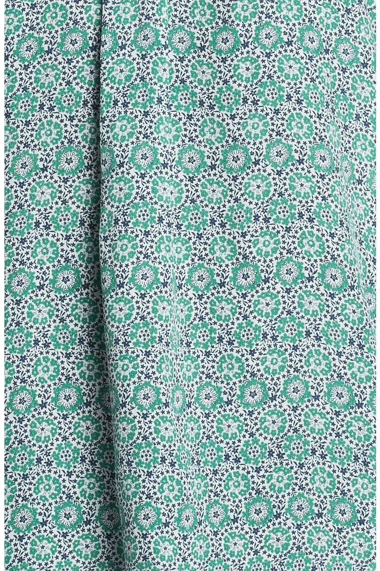 'Aceline' Sheer Print Silk V-Neck Top, Alternate, color, DEEP MINT