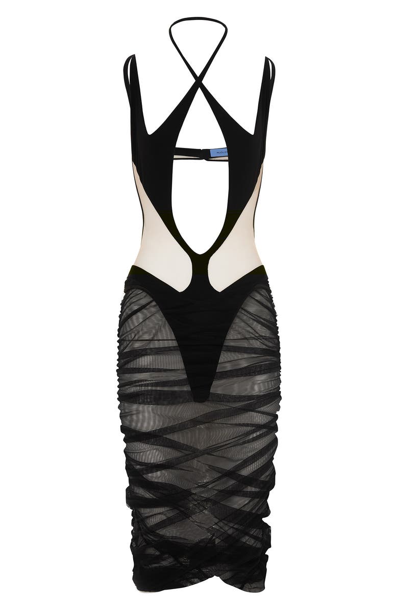 MUGLER Cutout Bodysuit Midi Dress, Alternate, color,