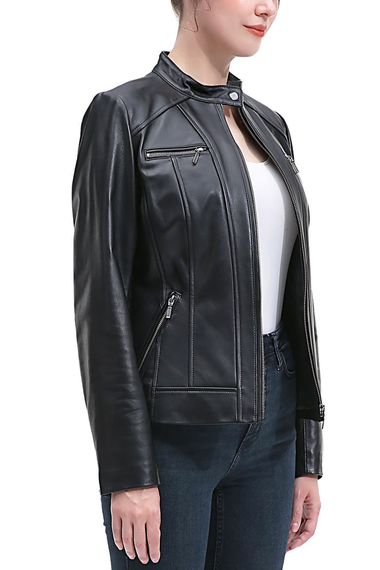 Ana Leather Moto Jacket, Alternate, color, Black